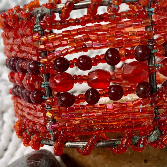 Beaded Cuff Metal Bracelet - Picture 3 of 5
